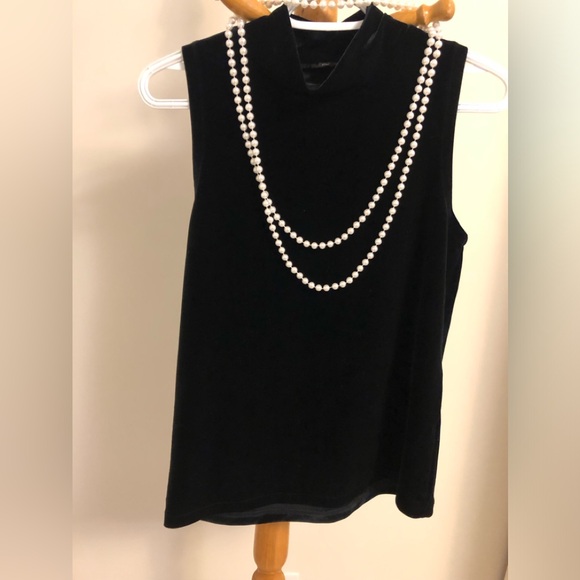 Black velvet sleeveless mock neck top, small. Matching pants sold separately - Picture 1 of 5